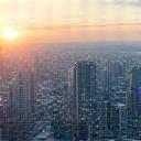 Vista aérea de Madrid con planificación corporativa